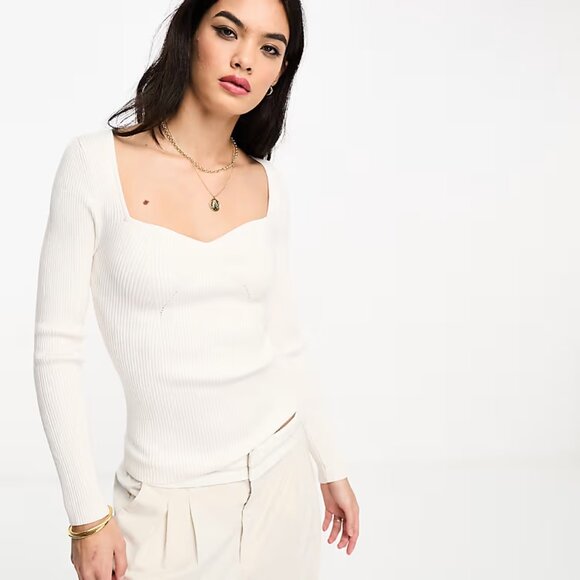 & OTHER STORIES sweetheart neckline knitted top in green Sz XS - Picture 7 of 7